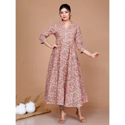 Miravan Peach Floral Print Fit & Flare Kurta-picture-41