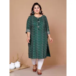 MIRAVAN Plus Size Bandhani Printed Kurta-image-42