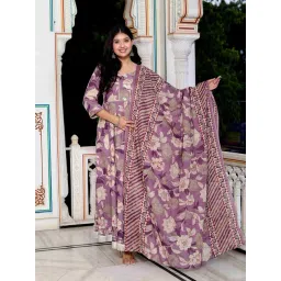 Miravan Purple Printed Anarkali Kurta With Dupatta-picture-14