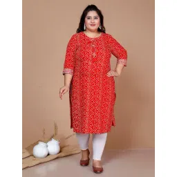 Miravan Red Bandhani Print Straight Kurta-picture-31