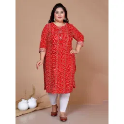 Miravan Red Printed Plus Size A Line Kurta-image-26
