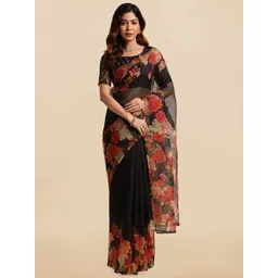 MIRCHI FASHION Black & Red Floral Printed Kota Saree-picture-35