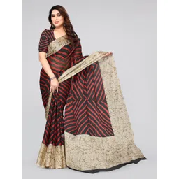 MIRCHI FASHION Black & Red Leheriya Printed Saree-picture-32