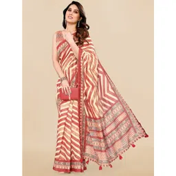 MIRCHI FASHION Cream-Coloured & Red Geometric Printed Saree-picture-39