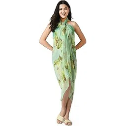 mirchi fashion Faux Georgette Blossom Floral Printed Summer Beachwear Coverup Wrap Sarongs for Women (S763-Pista Green-1.75 Meters)-picture-49