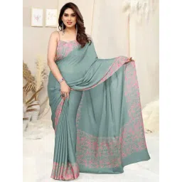 MIRCHI FASHION Green & Pink Printed Saree With Unstitched Blouse-picture-24
