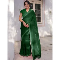 MIRCHI FASHION Green Striped Saree With Unstitched Blouse-picture-12