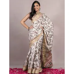 MIRCHI FASHION Off White Abstract Saree with Blouse Piece-picture-23