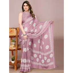 Mirchi Fashion Pink Chiffon Block Print Saree With Unstitched Blouse-picture-29