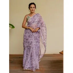 Mirchi Fashion Purple Organza Floral Printed Saree For Women-picture-47