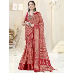 MIRCHI FASHION Red Printed Saree With Unstitched Blouse-picture-26