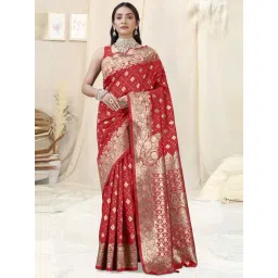 MIRCHI FASHION Red Silk Woven Saree With Unstitched Blouse-picture-30