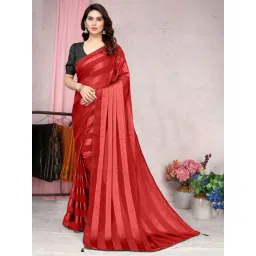 MIRCHI FASHION Red Striped Saree With Unstitched Blouse-picture-22