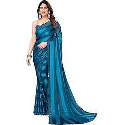 mirchi fashion Women Ready to Wear Georgette Saree with Blouse Piece | Readymade 1 Minute Sarees | Pre Draped Sari (41131-Dusty Blue)-picture-29