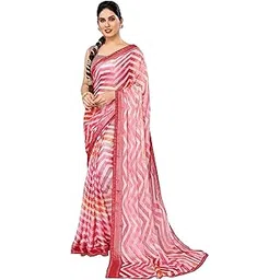 mirchi fashion Women's Chiffon Brasso Chevron Printed Saree with Blouse Piece-picture-30