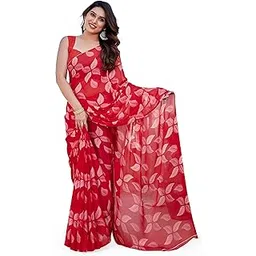 mirchi fashion Women's Chiffon Floral Printed Saree with Blouse Piece-picture-38