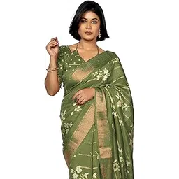 mirchi fashion Women's Cotton Silk Peacock Printed Saree with Blouse Piece-picture-52
