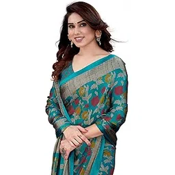 mirchi fashion Women's Fancy Chiffon Floral Printed Saree with Blouse Piece-picture-39