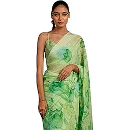 mirchi fashion Women's Georgette Mix Floral and Leaf Printed Saree with Blouse Piece-picture-54