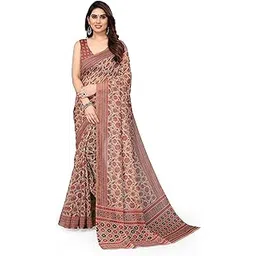 mirchi fashion Women's Stylish Cotton Blend Ajrak Digital Printed Saree with Blouse Piece-picture-19