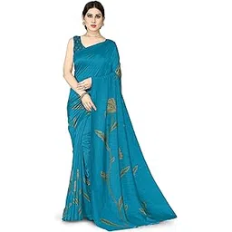 mirchi fashion Women's Vichitra Silk Stylish Floral Printed Saree with Blouse Piece-picture-22