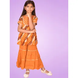misbis Girls Ethnic Motifs Yoke Design Regular Gotta Patti Kurta with Sharara-picture-23