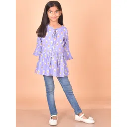 misbis Girls Floral Printed Tie-Up Neck Top-picture-42