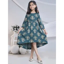 Misbis Girls Green Comfort Fit Printed Dress-picture-19
