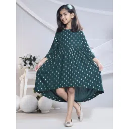 Misbis Girls Green Comfort Fit Printed Dress-picture-32