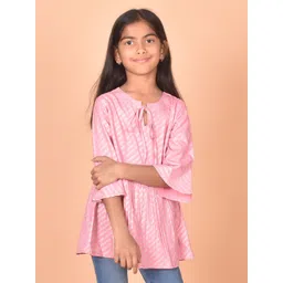 misbis Striped Tie-Up Neck A-line Top-picture-50