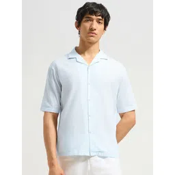 MISCHIEF MONKEY Men Classic Fit Solid Cuban Collar Linen Casual Shirt-picture-14