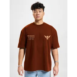 MISCHIEF MONKEY Men Typography Printed Round Neck Cotton Oversized T-Shirt-picture-34