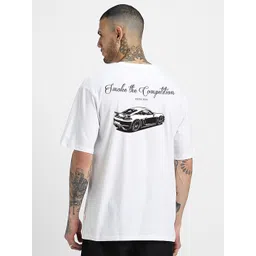 MISCHIEF MONKEY Typography Printed Cotton Oversized T-shirt-picture-13