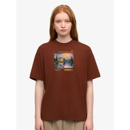 MISCHIEF MONKEY Women Graphic Printed Round Neck Cotton T-shirt-picture-22