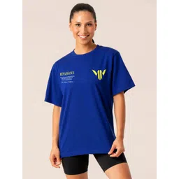 MISCHIEF MONKEY Women Solid Round Neck Cotton Oversized T-Shirt-picture-29