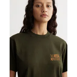 MISCHIEF MONKEY Women Typography Printed Hooded Pockets T-shirt image 2