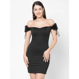 MISH Black Off-Shoulder Scuba Bodycon Dress-image-41