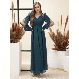 MISH Blue Embellished Maxi Dress-picture-31