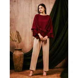 Mish Maroon Polyester Regular Fit Top-picture-26