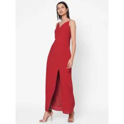 MISH Red V Neck Maxi Dress-picture-47