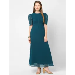 MISH Teal Round Neck Fit & Flare Dress-picture-29