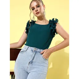 MISH Tranquil Teal Solid Nuovo Sleeves Top-picture-37