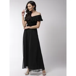 MISH Women Black Solid Maxi Dress-image-48