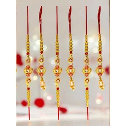 MISHAV Set Of 3 Artificial Stones Studded And Beaded Bhaiya Bhabhi Rakhis-picture-11