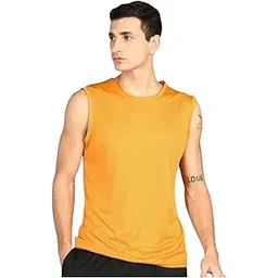 Mishitha Men's Sleeveless Polyester Tshirt Round Neck Sleeveless Tshirt (Rlp-96-m_Mustard_M) Pack of 1-picture-38