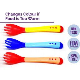miss & chief by flipkart Silicone Tip Heat Sensitive Silicone Spoons | Temperature Sensing Spoons | Fork Set (Red, Blue & Yellow, Pack of 3)- Silicon-picture-27