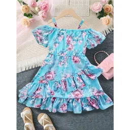Miss & Chief Floral Print Flared Sleeve Georgette Fit & Flare Midi Dress-picture-18