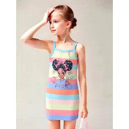 Miss & Chief Girls Graphic Printed Shoulder Straps Shift Dress-picture-11