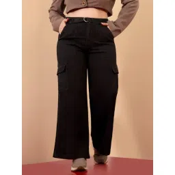 Miss Chase A+ Black Denim Solid High Rise Jeans-picture-26