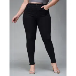 Miss Chase A+ Black Denim Solid High Rise Jeans-picture-31